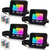 Lospitch 4er 20W faretto RGB, faretti da esterno LED con telecomando, proiettore cambia colore RGB colorato, 16 colori 4 modalità dimmerabile colorato, decorazione matrimonio albero giardino garage