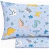 Vionara Home Set Lenzuola Singolo per Bambini in 100% Puro Cotone, Completo letto Una Piazza, Lenzuola sotto con angoli, Sopra e Federa Cuscino, Morbidezza e Comfort Naturale (Dinosauri)