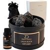 Zinello Design Diffusore di oli essenziali senza fili in pietra lavica. Il diffusore di fragranze per la casa viene fornito in una confezione regalo con fragranze per la casa. (Arancia - Cannella)