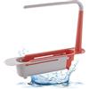 VIDSTW Porta Spugne Lavello Cucina 32-38CM Scalabile Porta Spugna Cucina Lavello Organizer Lavello Cucina Portaspugne per Lavello Cucina Porta Spugne Cucina per Disporre Stracci Spugne (Rosso)