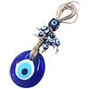 Perlin Decorazione da parete Nazar Boncuk Boncugu Evil Eye, da 18 cm, amuleto decorativo per la casa, con ciondolo e perline di vetro di colore blu e turchese, splendo regalo per auto, casa e ufficio