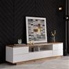 OLIVIBED Mobile TV con ampio spazio di archiviazione, mobile TV con 5 ante e 2 scomparti aperti, tavolo per TV fino a 75 pollici, stile rustico, credenza per TV, per soggiorno, sala da pranzo, 175 x