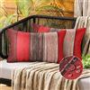Inhobbok Copricuscini 30x50 Cuscino per Divano Rosso Marrone Strisce Legno Vintage Copricuscini Impermeabili Esterni Traspirante Cuscini per Divani Moderni Cuscino per Divano per Interno Esterno Decorativi