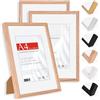 HIMEETIME® 3x Cornice Foto in Legno Quercia A4 21x29.7 cm,Passepartout 10X15cm,Cornici per 21x30cm certificati e diplomi- Montaggio a parete o esposizione da tavolo