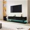 OLIVIBED TV Board con illuminazione LED variabile, mobile porta TV con 2 cassetti e ripiano in vetro, tavolo TV per televisori fino a 75 pollici, mobile per TV per soggiorno, sala da pranzo, 170 x 36
