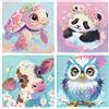 Pujeknm Set da 4 di Pittura con Diamanti 5D per Bambini Animali - Set Completo di Pittura con Diamanti per Bambini Animali, Fai da Te Creazione di Mosaici per Ragazze e Ragazzi 6 7 8 9 10 11 12 Anni