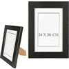 Etrexonline Cornice Foto Nere 24x30cm con Pannello in Vetro, Cornice Legno Foto per Tavolo e Parete