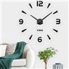 Coraltree Orologio da parete moderno,orologio da parete 3D DIY silenzioso per decorazioni parete, regalo per casa, ristorante, ufficio e hote (nero)