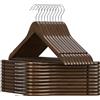 ABHENG Grucce Legno, 20 Pezzi, Appendiabiti in legno per abiti, Grucce naturale Salvaspazio per Armadio, Gancio girevole 360°, Barra Portapantaloni Antiscivolo, Noce Scuro, AWY0320H