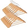 ABHENG Appendiabiti in legno, set di 14 rucce per Completi, gancio girevole di 360°, per giacche, camicie, abiti, cappotti, 44 x 5,5 x 23 cm (L x B x H), Naturale AWY0414N