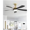 Sofucor 132cm Smart Ventilatore da Soffitto con Luce, Alexa/App/WiFi, Ventilatore da Soffitto Silenzioso con Telecomando, Timer, 6 Velocità, 3 Temperatura di Colore, Motore DC per Camera