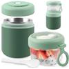 Veftsvy Porta Yogurt Termico 530ml+330ml, Acciaio Inossidabile Tazza Yogurt to Go, Riutilizzabile Porta Vogurt e Cereali con Cucchiaio, per Ufficio, Scuola, Campeggio (Verde)