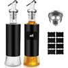 Lrocotanc Set bottiglia olio con dosatore (2x300ml) - Oliera in acciaio inox con dosatore olio, etichette, imbuto e livello visibile. Perfetta come bottiglia per olio o oliera salvagoccia.