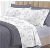 Riad Arredo Set Completo Letto 100% Cotone Percalle Italiano - Set Lenzuola Morbido Delicato Made in Italy (Fiore Grigio, Una Piazza E Mezzo)