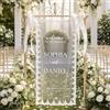 OISPKN Cartello di Benvenuto Personalizzata per Matrimonio in Tulle, Decorazione da Spiaggia, Giardino, Nome e Data Personalizzabili, Addio al Nubilato Cerimonia, Ricevimento - Regalo per Coppie