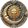 Papient Targa rotonda in metallo con sole e luna, design celestiale, vintage, per casa, bar, giardino, interni ed esterni, decorazione da parete, poster retrò in metallo, 20 x 20 cm