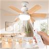 UOEONR Ventilatore da soffitto con lampada con telecomando, 40 W, ventilatore da soffitto con attacco E27, dimmerabile ventilatore da soffitto LED per camera da letto, soggiorno, 3 velocità (E27-legno
