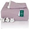 SE SOFTEXLY Coperta in cotone al 100%, a 4 strati, in mussola, coperta estiva per divano, coperta per tutta la stagione, come copridivano viola, 230 x 260 cm