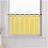 ESLIR Tendina con passanti, per cucina, bistrò, trasparente, tenda corta, in voile, giallo, 45 x 90 cm (A x L), 1 pezzo.