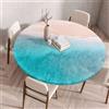 Morbuy Tovaglia Rotonda con Bordo Elastico, Motivo Vista Mare 3D Tovaglia per Tavolo Rotondo Antimacchia Impermeabile Copritavolo Copri Tavolo per Cucina (Oceano blu A,Diametro 120cm)