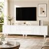 OLIVIBED Mobile TV da 180 cm, con 4 ante e 2 cassetti, per TV da 55 65 80 pollici, per soggiorno, camera da letto, motivo geometrico, 180 x 40 x 42 cm, bianco