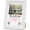 3-B Cornice portafoto Salo - Bianco - 15 x 21 cm (A5) - Cornice in legno, cornice per documenti con vetro acrilico