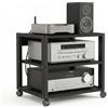 GTYMTTX Mobile Hi-Fi Rack Audio a 3 Ripiani, Supporto Stampante con Ruote, Tavolino Porta Stereo per Giradischi e Amplificatore, Scaffale Multiuso in Metallo per Ufficio e Casa, Nero
