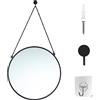 LONGWIN Specchi rotondi da appendere neri per decorazione da parete, 40,6 cm, specchio geometrico nero con corda, specchio decorativo da parete per bagno, soggiorno, camera da letto