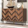 OLIVIBED Sideboard 120cm, credenza Moderna con 3 Ante, Mobile Alto con Gambe e vano portaoggetti, Mobile per Soggiorno, per Soggiorno, Sala da Pranzo e Camera da Letto, Colore Legno, 120 x 38 x 76,5