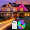 Gaoxun Striscia LED Solare da Esterno 10m, Flessibile Striscia Luci LED Solare per Esterni con Telecomando, Dimmerabile, 8 Modalità, 640 LED, IP68 Impermeabile, per Veranda, Multicolor & Bianco Caldo