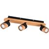 Trio Leuchten Trio Lampada da soffitto Aruni 801100332, metallo nero opaco, legno naturale, escl. 3x GU10