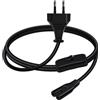 YINGAYOU Cavo Alimentazione C7 con Interruttore 250V 2.5A Cavo di Alimentazione Elettrico Spina Tipo C Euro Plug a Presa C7 2x0.75 mm² per Computer Portatile, Stampante, Stereo (Dritto, 1 m)