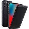 melkco MELCKO Custodia per Apple iPhone 12 e iPhone 12 Pro (6,1 pollici), custodia a libro con rivestimento in pelle e chiusura a linguetta, sottile, colore: nero