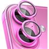 Coiwxmoi Protezione Fotocamera per iPhone 16/16 Plus,Durezza 9H Vetro Temperato Posteriore Copri Telecamera & Anello in Metallo,Pellicola Proteggi Obiettivo HD Chiaro Anti-graffio Lente,Rosa