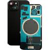Generisch Cover posteriore per iPhone 15 Premontato: con magnete, supporto in metallo, anelli per fotocamera, ecc. Vetro posteriore di ricambio OEM (nero)