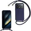 xinyunew Cover Compatible con Xiaomi Poco F6 Pro 5G,Cellulare Girocollo Custodia con Cordino TPU Corda Silicone Case Bumper per Xiaomi Poco F6 Pro 5G Custodia-Blu