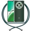ANFAIRLACE Cover Cinghia Tracolla Compatibile con Oppo Reno 12 F Reno 12 FS 5G, Custodia Cordino Morbido Silicone Antiurto Trasparente Case, Verde