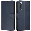 LMFULM® Custodia per Sony Xperia 10 V XQ-DC72 / XQ-DC54 (6,1 pollici), in pelle PU, chiusura magnetica, con supporto, colore: blu