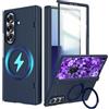 Nekiyo Tech Compatible with Samsung Galaxy Z Fold 7 Custodia con Supporto ad Anello Rotante 360°, Custodia con Supporto Magnetico, Protezione Schermo & Protezione Cerniera a Corpo Intero - Blu