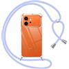 Pnakqil Cover per Honor 600 5G con Cordino, Trasparente Custodia con Laccio Tracolla Cellulare Girocollo Collana Protettiva per Honor 600 6,57, Viola