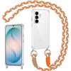 Coiwxmoi Cover per Samsung Galaxy S26 con Cordino, Custodia Trasparente con Regolabile Collana Ultra Sottile Antiurto AntiGraffio TPU Silicone Bumper Protettiva Case con Laccio Tracolla, Cachi