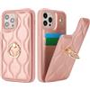 SailorTech Custodia per iPhone 13 Pro con Portacarte per Donne, Anello Stand, Kickstand e Carta di Credito - Carino e alla Moda - Oro Rosa