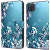 BLOTECH Cover per Samsung Galaxy A12 Custodia Flip Caso in PU Pelle Portafoglio Cover a Libro Magnetic Buckle 3D Brillantini Glitters PU Leather Bumper Folio Protector Protettiva Case Flip,Plum Blossom