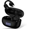 FoBrown Auricolari aperti, con clip, auricolari aperti, IPX5, impermeabili, Bluetooth, a conduzione ossea, con display digitale intelligente, per Samsung S26 A57, iPhone 17, 16, 15