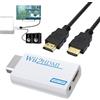 afhgdjr Adattatore Wii HDMI con 1,5 m Cavo 1080P, Wii Console, Porta HDMI e Presa di Uscita Audio 3,5 mm, Plug and Play per Console Wii, Monitor HDMI,TV Proiettore Video