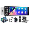 Rimoody Autoradio 1 Din Carplay Android Auto Senza Fili Bluetooth, 6,5'' HD Touchscreen Stereo Auto con Mirror Link Radio FM/AM/RDS EQ AUX/TF/USB Controllo del Volante Telecamera Posteriore Microfono