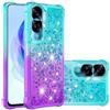 BLOTECH Custodia Compatibile con Honor 90 Lite,Brillantini Liquido Cover Compatibile con Honor 90 Lite Guscio Morbido 2 Strati +Sabbie Mobili interno Bling Glitter Custodia Bling Sparkle,Green Purple