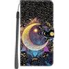 YKTO Custodia per OPPO Find X5 LITE Flip Portafoglio PU Pelle Cover Libretto Magnetico Protettiva Supporto di Stand Card Slot Case TPU Silicone Bumper per OPPO Find X5 LITE,Onirico, lunare, luminoso