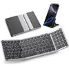 OMOTON Tastiera Bluetooth pieghevole con tastierino numerico, tastiera senza fili QWERTZ ricaricabile, full size, tastiera pieghevole con 3 canali per iOS/Android/Windows/Mac, grigio siderale, nero