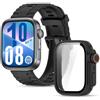 CHULN Silicone Cinturino per Huawei Watch Fit 4, Regolabile Cinturino di Ricambio + Cover Protettiva Telaio Rigida PC per Huawei Watch Fit 4 per Uomo e Donna.(No host)